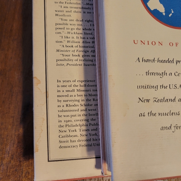 Union Now 1940 & Union Now With Britain 1941 by Clarence K. Streit~HCDJ~Vintage - Picture 5 of 15